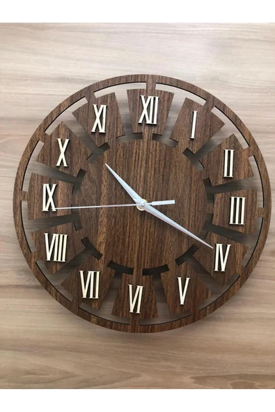 AHŞAP DEKORATİF DUVAR SAATİ 33 cm (3mm mdf-Quartz saat) - 2