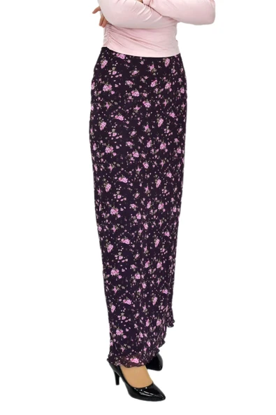 Kadın Çiçekli Lastikli Tül Krep Etek BGL-ST04229 - Resim 4