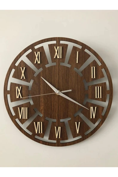 AHŞAP DEKORATİF DUVAR SAATİ 33 cm (3mm mdf-Quartz saat) - 6