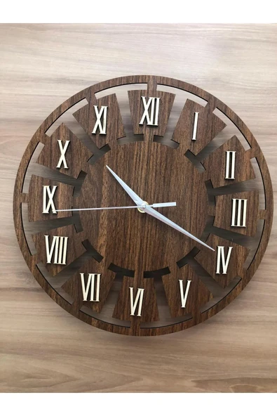 AHŞAP DEKORATİF DUVAR SAATİ 33 cm (3mm mdf-Quartz saat) - 3