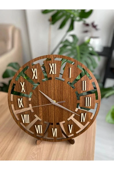 AHŞAP DEKORATİF DUVAR SAATİ 33 cm (3mm mdf-Quartz saat)