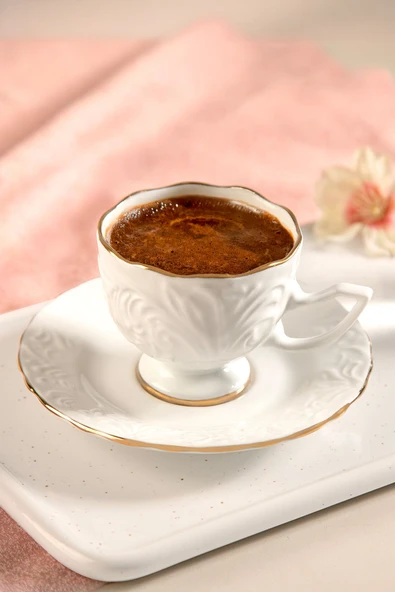 Nehir nazenin porselen sedef yaldızlı kahve fincan takımı seti  6 kişilik