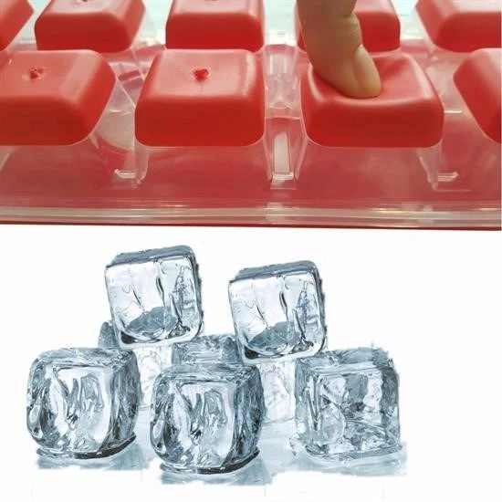 12li Kapaklı Yapışmaz Silikon Tabanlı Plastik Küp Buz Kalıbı - 3