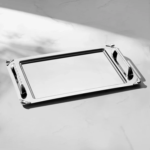 Nehir vega saten paslanmaz çelik tepsi çay tepsisi - servis tepsisi