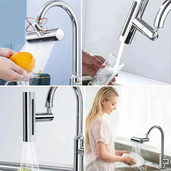 3 Farklı Modlu Çok Amaçlı Musluk Adaptörü Evrensel Musluk Başlığı Şelale Musluk - 4