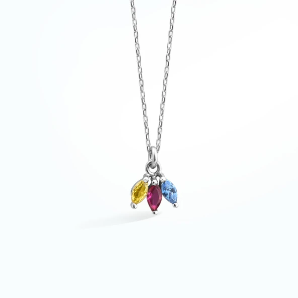 14 Ayar Altın Kaplama Taşlı Ç:çek Yaprağı Kolye - CNS00610 - Resim 7