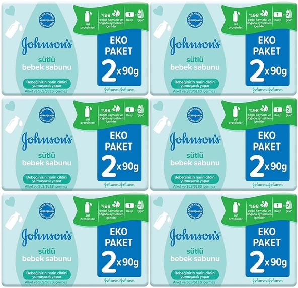 Johnsons Baby Bebek Sabunu 90GR Sütlü 12 Li Set (6PK*2)
