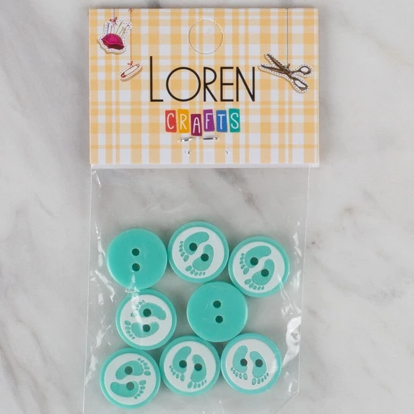 Loren Crafts yeşil 8 li ayak izi düğme - 442