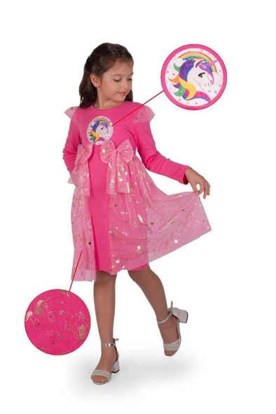 Unıcorn Elbisesi Parti Kıyafeti Dogum Günü ve Gösteri Elbisesi Kostümü - 2