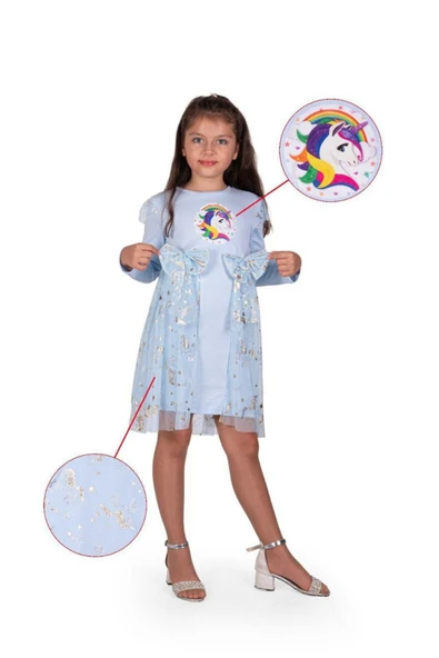 Unıcorn Elbisesi Parti Kıyafeti Dogum Günü ve Gösteri Elbisesi Kostümü