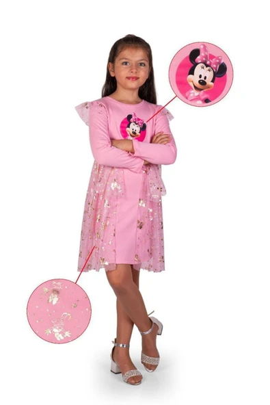 Kız Çocuk Mickey Parti Kıyafeti Dogum Günü ve Gösteri Kostümü Elbisesi