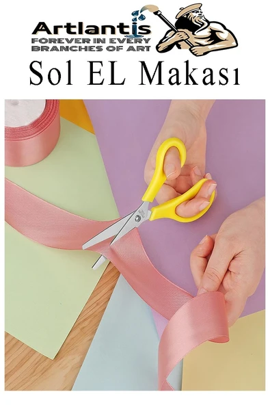 Sol El Makası 3 Adet Solak Okul Makası Plastik Saplı Solel İçin Makas Okul Öğrenci Makası Küt Uçlu Paslanmaz Çelik - 3