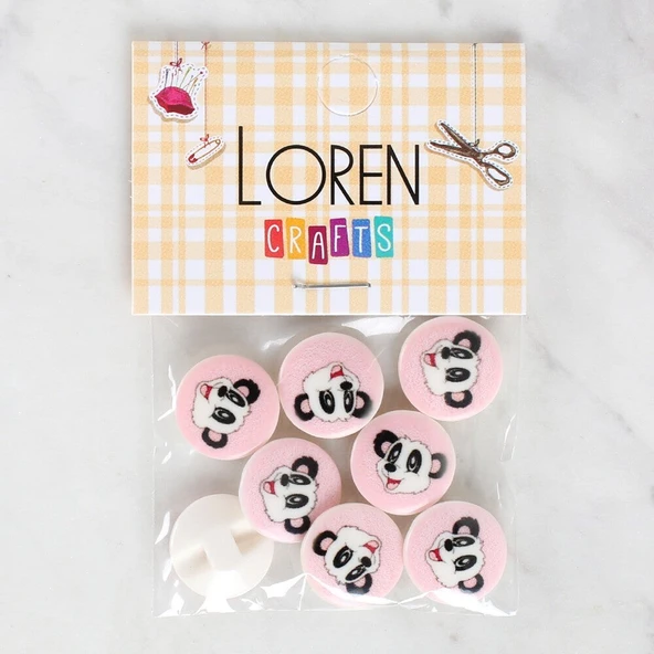 Loren Crafts 8'li Panda Düğme - 1054