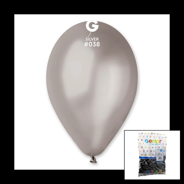 GM-110-38 METALİK - GÜMÜŞ BALON 11&apos;&apos; - 28CM - 100 PARÇA (4172)