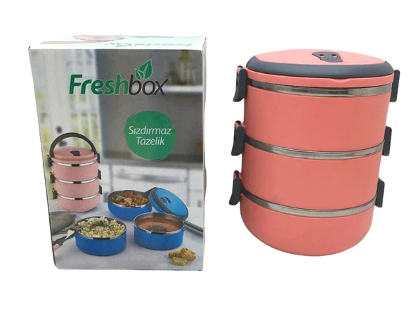 KOYU PEMBE 3LÜ SEFER TASI SAKLAMA KABI 2.25LT (4172)