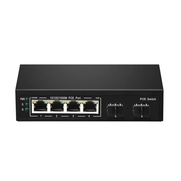 ODS 4port +2 UPLINK 60w FULL PoE 08ODS-4P2S 10/100/1000 2X SFP Yönetilemez Switch ürün görseli