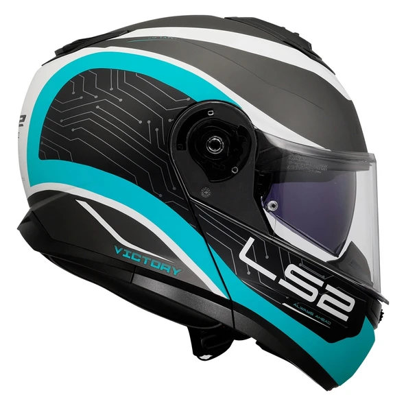 LS2 STROBE 2 VICTORY -BEYAZ-METAL MAVİ KASK - Resim 5