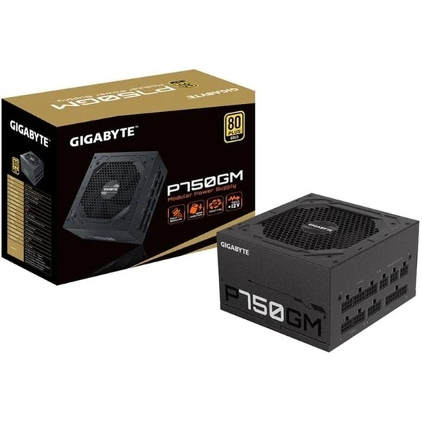 GIGABYTE 750W 80+ GOLD GP-P750GM 13.5cm Fanlı Tam Modüler Power Supply Kutu Açık (Outlet)