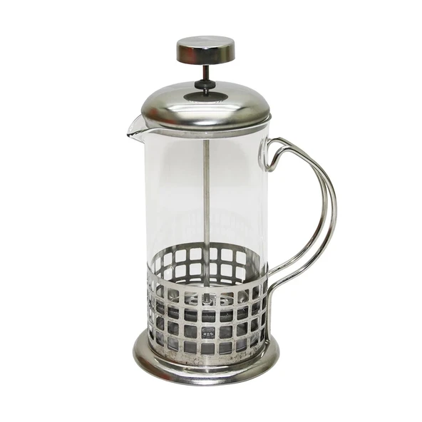 FRENCH PRESS 350ML CAM BİTKİ SÜZGEÇİ METAL KAFES - KAPAK (4172)