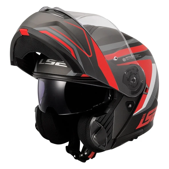 LS2 STROBE 2 PHANTOM MAT TITANIUM-GRİ-KIRMIZI KASK - Resim 4