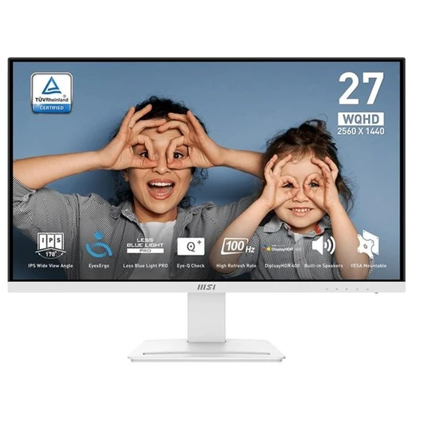 MSI 27" IPS MP273QW E2 1MS 100HZ HDMI-DP PİVOT MONİTÖR 2560X1440 BEYAZ - Resim 2