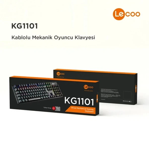 LENOVO LECOO KG1101 USB Q Trk RGB Led Aydınlatmalı Mekanik Siyah Gaming Klavye - 9