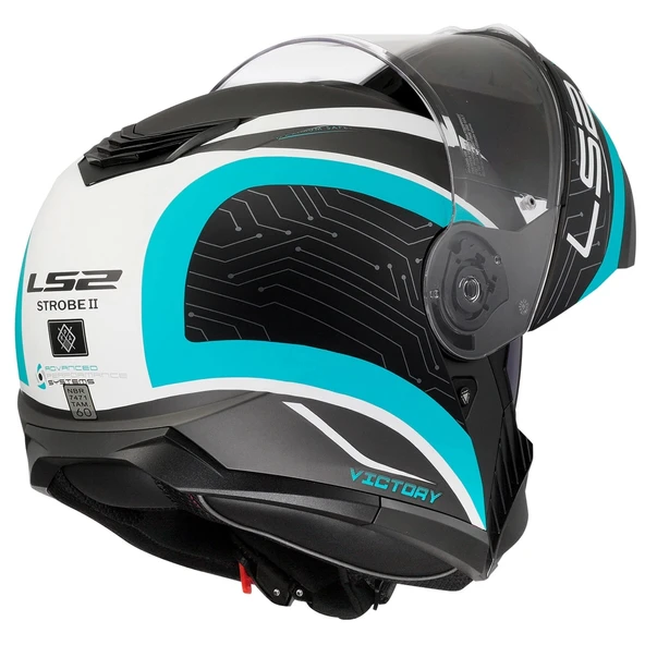 LS2 STROBE 2 VICTORY -BEYAZ-METAL MAVİ KASK - Resim 7