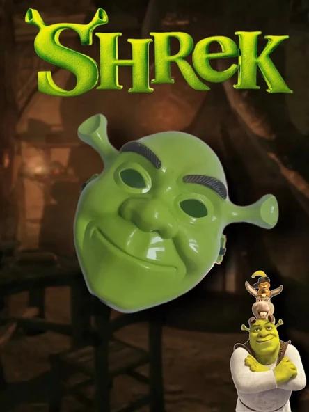 Yeşil Shrek Maskesi 21x25 Cm - 3