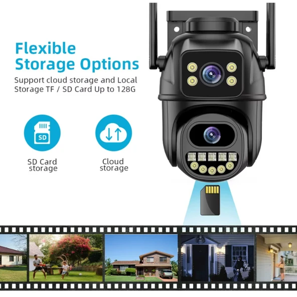 Ozmik CMR64  Kablosuz güvenlik IP kamera 4K 8MP HD çift Lens harici Wifi PTZ kamera - 2