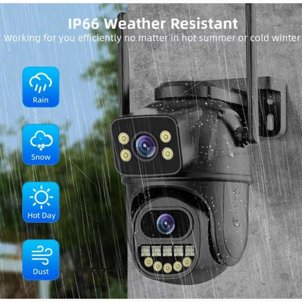 Ozmik CMR64  Kablosuz güvenlik IP kamera 4K 8MP HD çift Lens harici Wifi PTZ kamera - 4