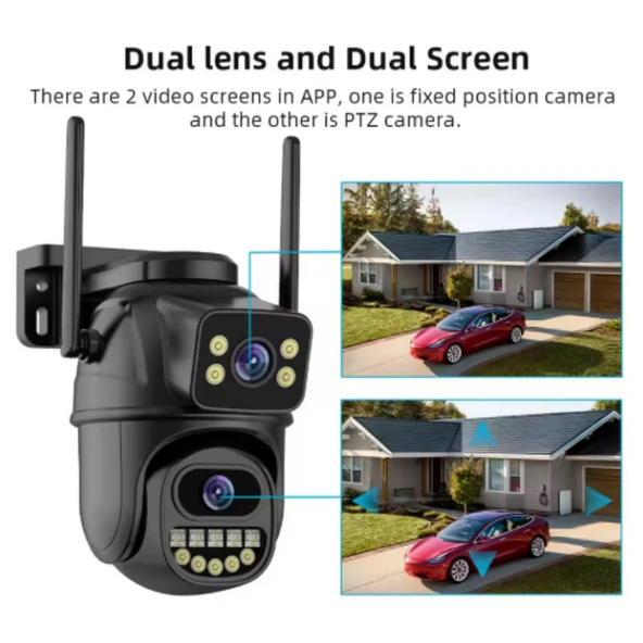 Ozmik CMR64  Kablosuz güvenlik IP kamera 4K 8MP HD çift Lens harici Wifi PTZ kamera - 5