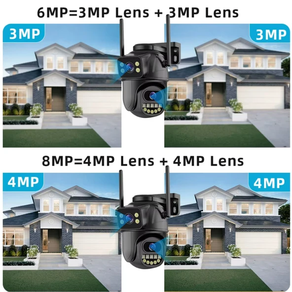 Ozmik CMR64  Kablosuz güvenlik IP kamera 4K 8MP HD çift Lens harici Wifi PTZ kamera - 6