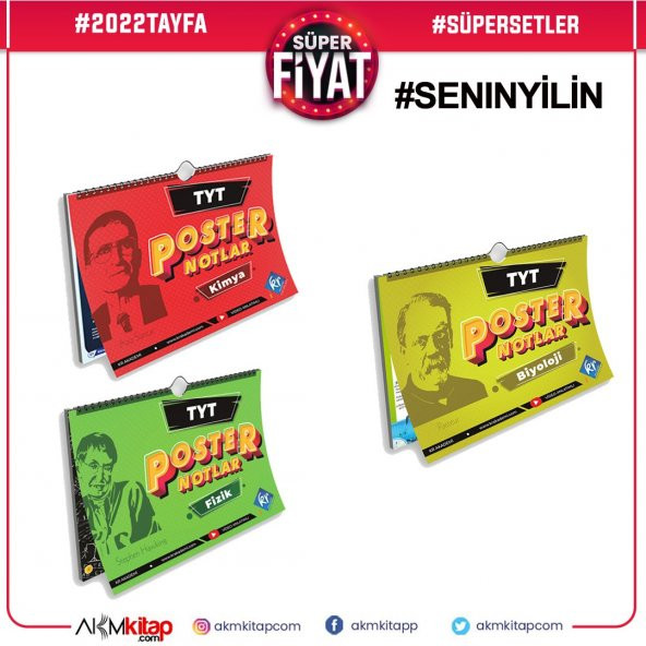 KR Akademi TYT Poster Seti Fizik Kimya Biyoloji 3 Kitap - 2
