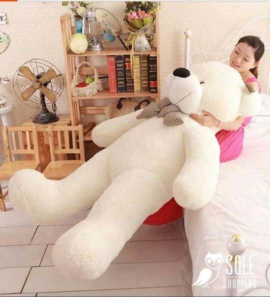 Sevimli Papyonlu Büyük Peluş Ayıcık, 130 cm- % 100 Yerli - 10