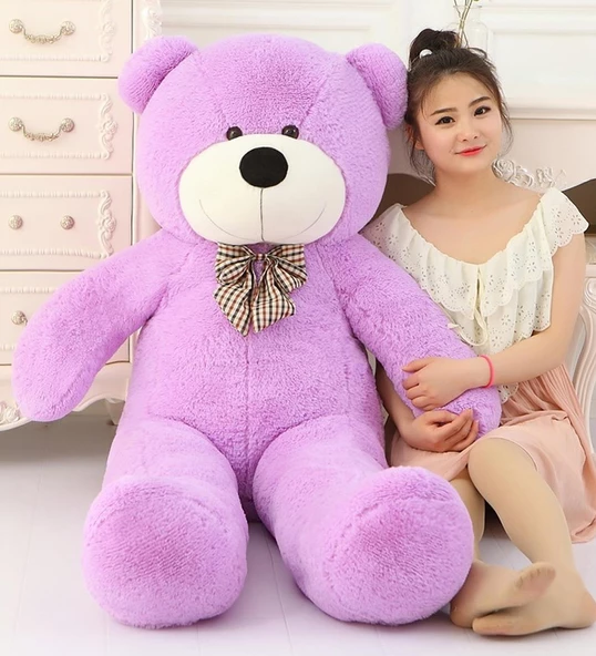 Sevimli Papyonlu Büyük Peluş Ayıcık, 130 cm- % 100 Yerli - 4