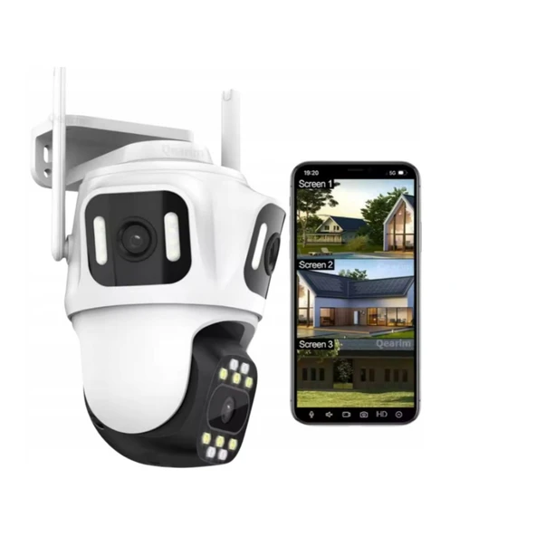 Ozmik CMR60 WiFi IP Kamera 6K 12MP Dış Mekan Üç Lensli Üç Ekran, PTZ Güvenlik Kamerası - 2