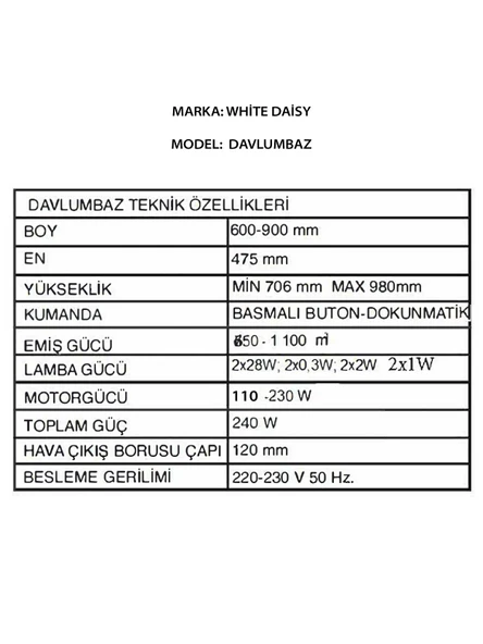 Whıte Daısy Mod F17 Beyaz Davlumbaz - 7