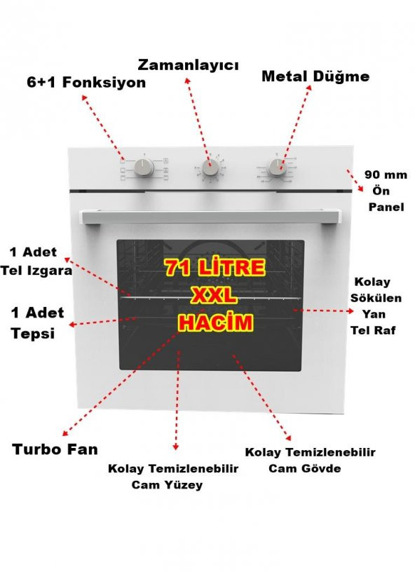 Alveus Mfa 614 Beyaz (Turbo Fan) Ankastre Fırın - 2