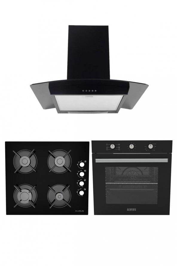 ALVEUS PETUNYA 614 SİYAH 3LÜ ANKASTRE SET (GLS640-İBER-MFA614)