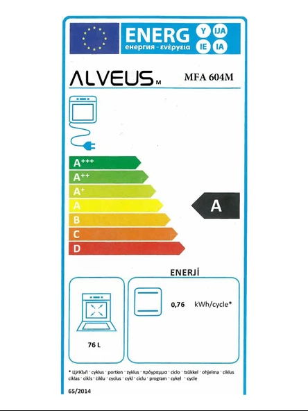 Alveus Mfa 604 Siyah Statik Ankastre Fırın - 6