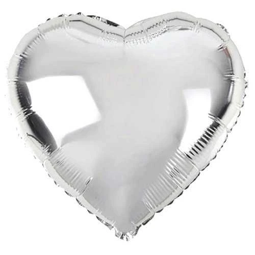 Nessiworld  Kalp Şekilli Gümüş Renk Toptan Folyo Balon 45 cm 10 Adet