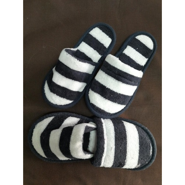 HAVLU BANYO TERLİĞİ (ÇOCUK İÇİN) - ÜZERİNDE : ‘’SİYAH BEYAZ ÇİZGİLİ'' RENK: SİYAH/BEYAZ - 4