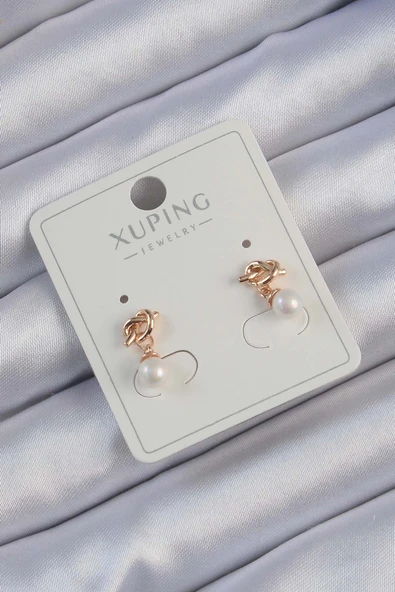 Xuping Rose Renk İnci Taşlı Düğüm Küpe - TJ-BKP9397 ürün görseli 1