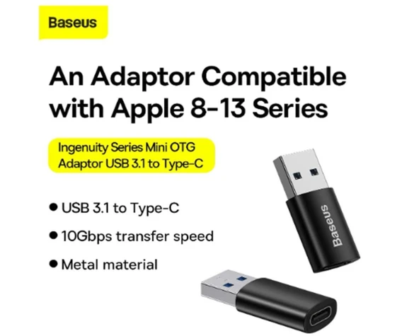 Baseus ZJJQ000101 Ingenuity USB 3.1 -Type-C to Dönüştürücü OTG