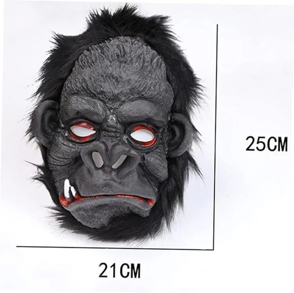 NessiWorld Lateks Goril Maskesi Maymun Maskesi Et Maskesi Orangutan Siyah Saçlı 4 No - 3