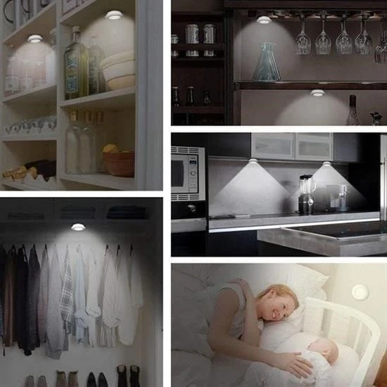 3lü Uzaktan Kumandalı Pilli Yapışkanlı Kablosuz Led Spot Lambalar - Resim 6