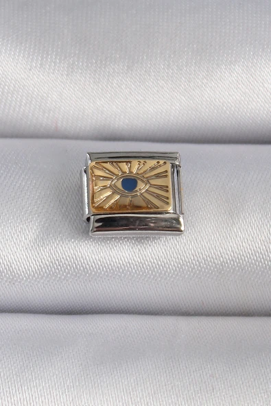 316L Çelik Gümüş Renk Altın Göz İşlemeli Nomination Charm - TJ-BC1025 ürün görseli