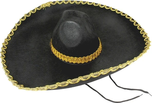 Nessiworld  Sombrero Meksika Şapkası Mariachi Altın Şeritli Yetişkin Boy