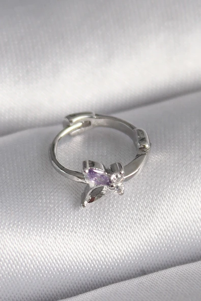 316L Çelik Gümüş Renk Zirkon Taşlı Kelebek Model Tragus Piercing - TJ-PR1329 ürün görseli