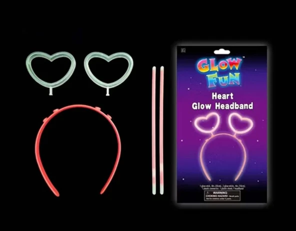 Nessiworld Glow Stick Karanlıkta Yanan Fosforlu Kalp Taç 12 Adet